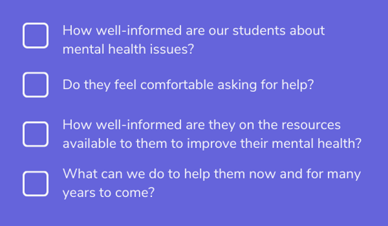 Questions to ask for mental health awareness among students